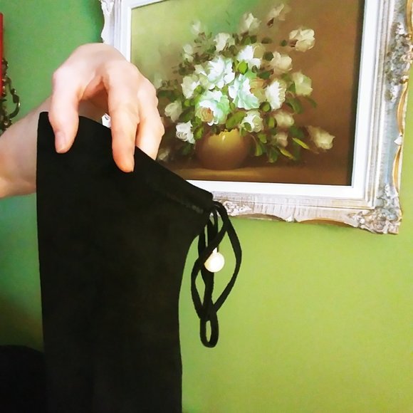 Sz 7 Black Over the knee Boot With Pearl Embellishment - Picture 4 of 9